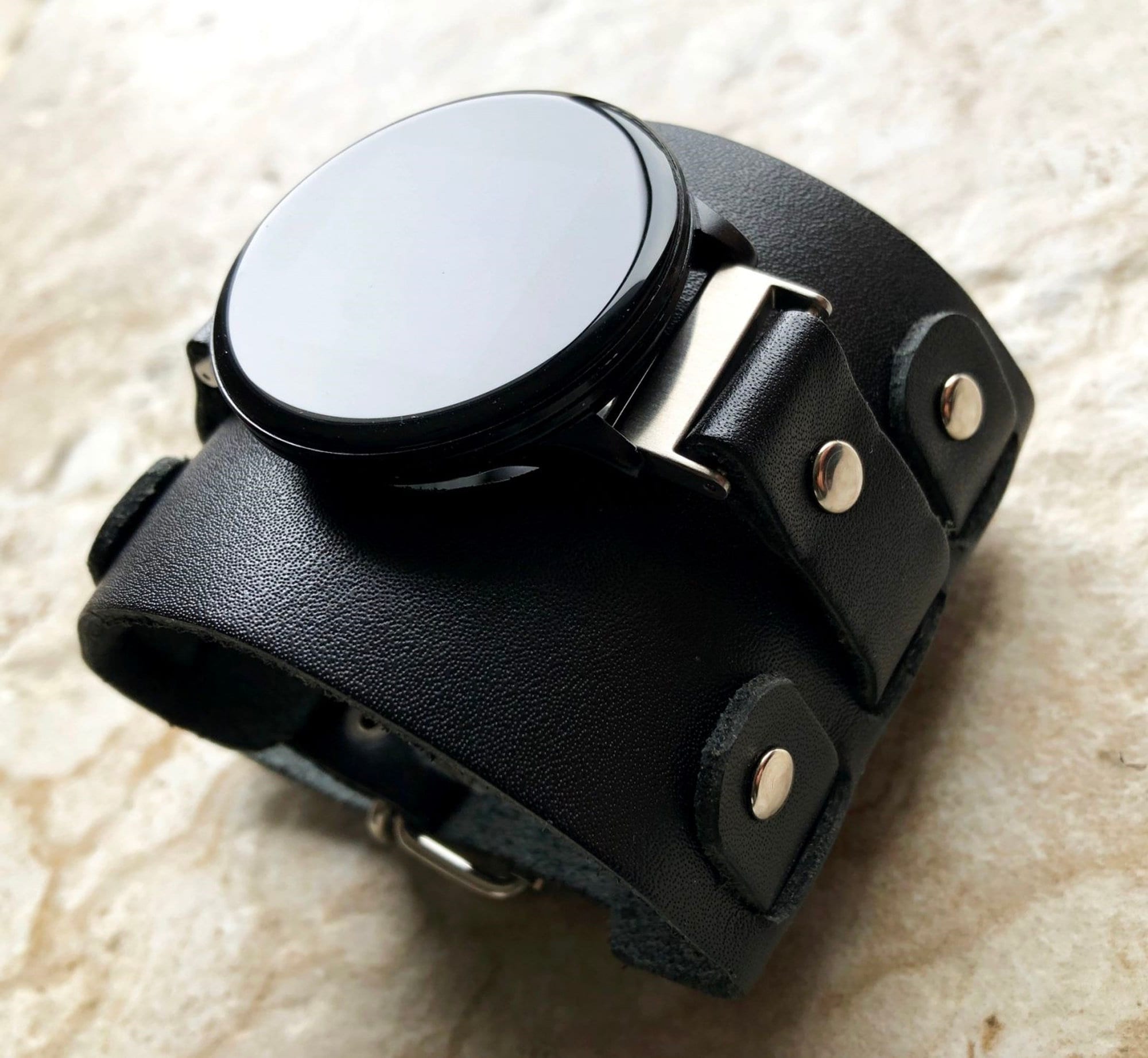 Garmin Watch Band Cuff Bund Steampunk Wide Strap Leather Bracelet for Approach S12 S40 S42 CT10 Bundle Forerunner 55 165 245 645 Music BL-20